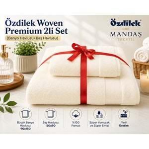 Özdilek -Woven Krem- Kişisel Havlu Seti Süper Yumuşak (90x150 + 50x90)