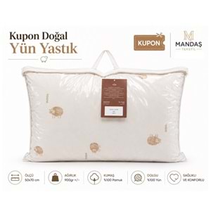 Kupon Doğal Yün Yastık 900gr Çantalı (50x70)