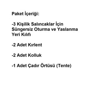 Süngersiz 3 Kişilik Salıncak Minder Seti (Kalın Pamuklu Kumaş)-Alaçatı Gri