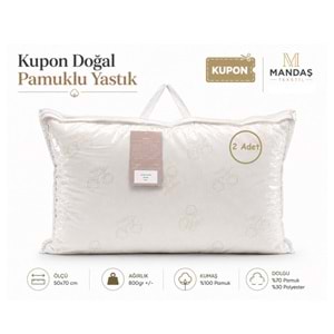 Kupon 2li Doğal Pamuklu Yastık 2x800gr Çantalı (50x70)