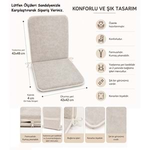 2 Adet Rattan Arkalıklı Sandalye Minderi (Kalınlık 4cm)-Primer Bej Yeni