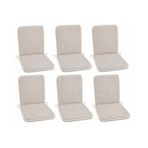 6 Adet Rattan Arkalıklı Sandalye Minderi (Kalınlık 4cm)-Primer Bej Yeni