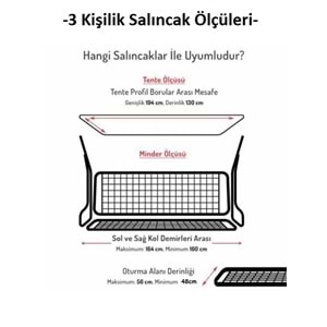 Süngerli 3 Kişilik Salıncak Minder Seti (Kalın Pamuklu Kumaş)-Alaçatı Gri