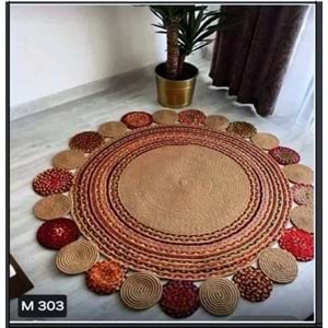 Mandaş Lemu Home Multy Renkli Halı M 303 120cm yuvarlak