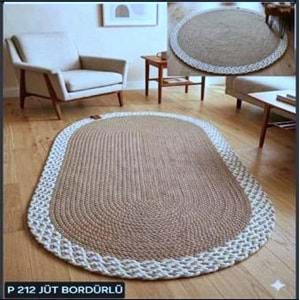 Mandaş Lemu Home Petek Halı -120 Cm Q yuvarlak P 212 Jut bordürlü kahve