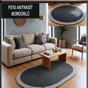 Mandaş Lemu Home Petek Halı -120 Cm Q yuvarlak P 210 Antrasit Bordürlü