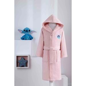 Özdilek Lisanslı Kapüşonlu Çocuk Bornozu 7/8 Yaş-Stitch Aloha Mercan