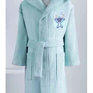Özdilek Lisanslı Kapüşonlu Çocuk Bornozu 5/6 Yaş-Stitch P. Su Yeşili