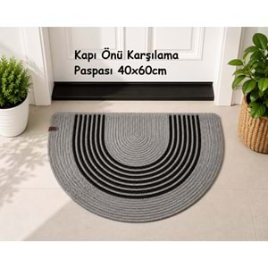 Jüt Hasır D Paspas, Kapı Önü Karşılama (40x60)-Gri Siyah Çizgili