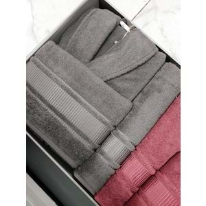 Özdilek Büyük Beden -Colourist K.Gri K.Pembe- Aile Bornoz Seti (Erkek XL Bayan XL)