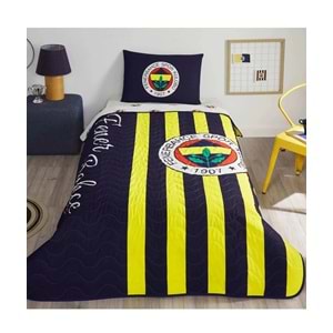 Taç Taraftar Lisanslı Pamuklu Tek Kişilik Yatak Örtüsü Seti (160x230)-Fenerbahçe Çubuklu