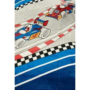 Aksu -Formula Racing Mavi- Tek Kişilik Çocuk Battaniye (155x215)