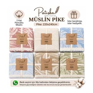 Patiska Müslin Çift Kişilik Yatak Örtüsü, Pike (220x240)-Asorti