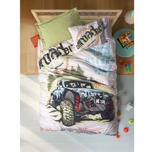 Cotton Box Rf Junior -Adventure Yeşil- Lastikli Çarşaflı Tek Kişilik Nevresim Takımı