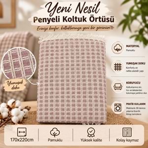 Yeni Nesil Penyeli Buldan Pamuklu Kaymaz Koltuk Örtüsü (170x220) - Bordo