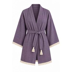 Kimono Müslin 2 Katlı Peştemal Bornoz (Beden S-M)