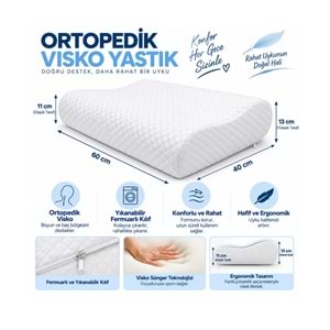 Rehome -2li Set- Visco Boyun Destekli Ortopedik Yastık (60x40x11-13cm)