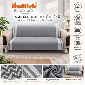 Özdilek Pamuklu Kaymaz Zigzag Koltuk Örtüsü (3+3)