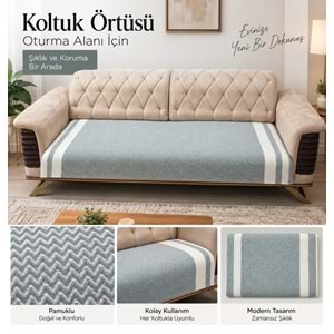 Özdilek 2 Adet Pamuklu Oturma Yerini Örten Zigzag Koltuk Örtüsü (80x210) - Haki Yeşili
