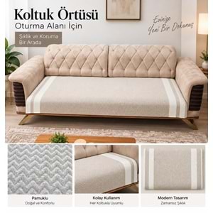 Özdilek 2 Adet Pamuklu Oturma Yerini Örten Zigzag Koltuk Örtüsü (80x210)