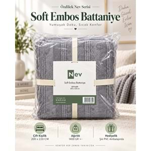 Özdilek Nev Serisi Soft Embos Çift Kişilik Battaniye (200x220) - Koyu Gri