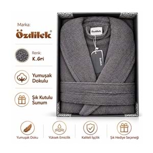 Özdilek Tek Bornoz Şalyaka-Colourist K.Gri (XL Beden)