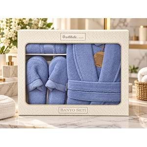 Özdilek Colourist Gök Mavi Kişisel Banyo Bornoz Seti (XL Beden)