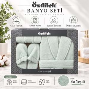 Özdilek Colourist Su Yeşili Kişisel Banyo Bornoz Seti (L Beden)