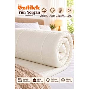 Özdilek (Tek Kişilik Set) Doğal 1 Adet Yün Yorgan + 1 Adet Yün Yastık