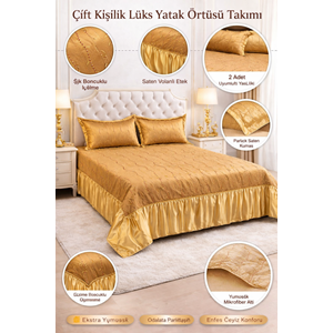 Wilitton Lüx Abiye Battal Çift Kişilik Yatak Örtüsü (270x280)-Bihter Hardal
