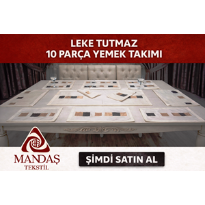 Mandaş homeward pul işlemeli 10 parça yemek seti