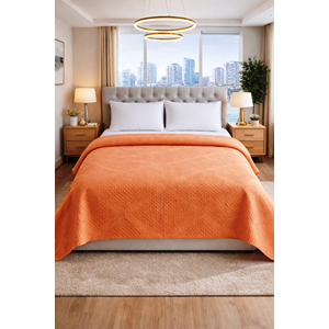 Şaheser %100 Pamuk Çift Kişilik Pike 240x220 (Tek Pike)-Portakal