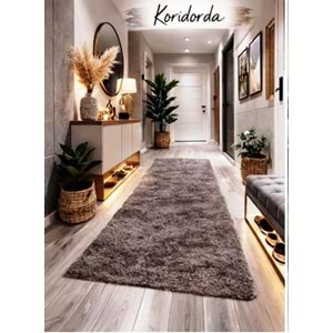 Giz Home Tilda Uzun Tüylü Post Halı (75x150)-K.Kahve