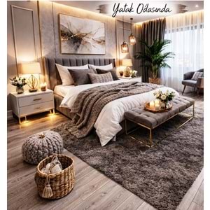 Giz Home Tilda Uzun Tüylü Post Halı (150x200)-K.Kahve
