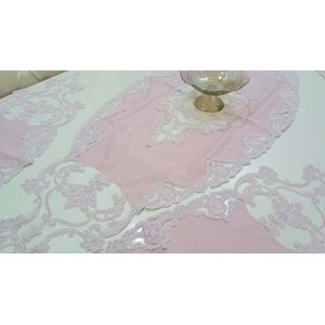 Öz Home Linen keten 5 li Salon Takımı Pembe