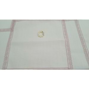 Royal Home Milano 8 Kişilik Dantelli Masa Örtülü Yemek Seti pembe