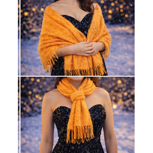 Mandaş Style El Dokuma Angora Bayan Şalı-Hardal