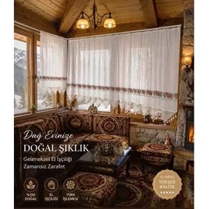 Mandaş El İşi Dantelli Kanaviçe Buldan Perdesi Tek kanat (125*190)