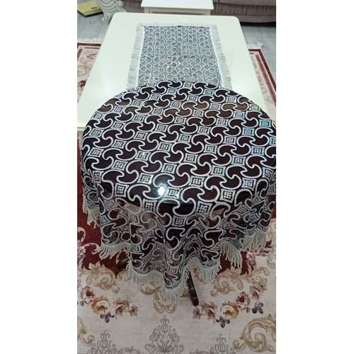 Saçaklı pullu 2 li vitrin seti fiskos+ runner siyah