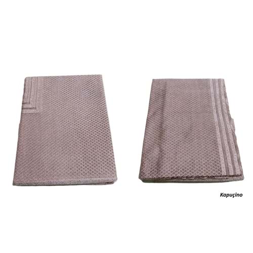 Raşel Örme 160x220 Pano Desenli Masa Örtüsü (SEÇENEKLİ) - Kappuçino