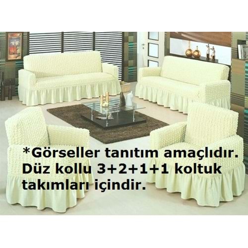 Bürümcük Koltuk Örtüsü Düz Kollu Std Tk (3+2+1+1)-Krem