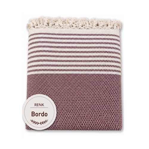 Mandaş Pamuklu Kaymaz Hasır Dokuma Koltuk Örtüsü (180x220)-Bordo