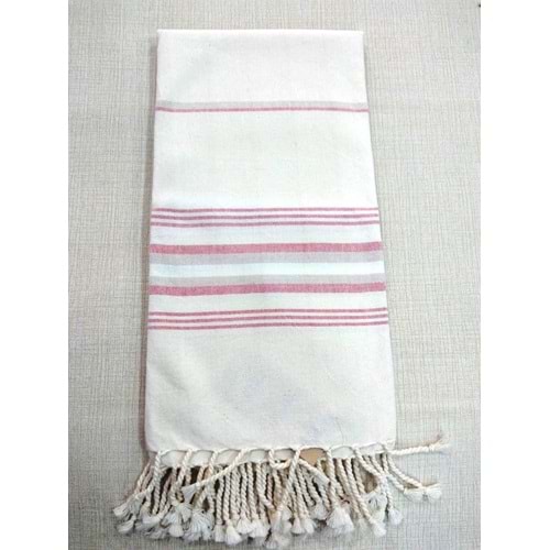 Mandaş Pamuklu El Dokuma Peştemal (80x200) - Krem Pembe