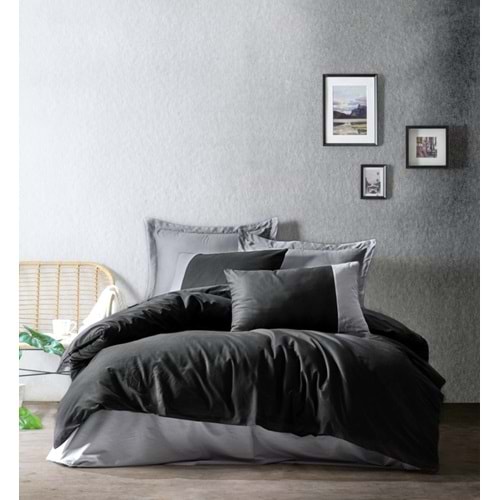 Cotton Box Plain Ranforce Tek Kişilik Nevresim Takımı-Siyah Gri