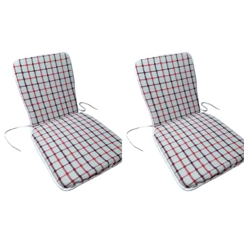 2 Adet Buldan Arkalıklı Sandalye Minderi, Midi Boy (Kalınlık 3,5cm)-Bordo Kırmızı