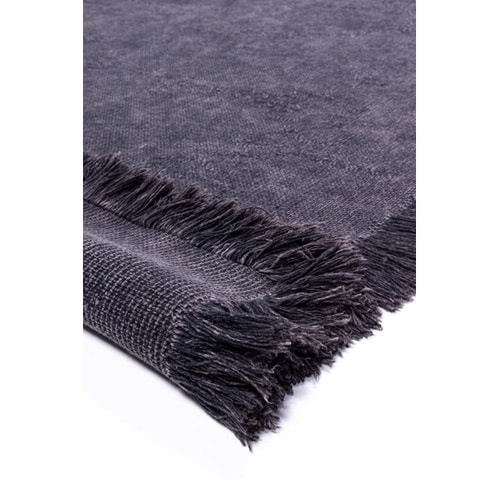 Mandaş Halı Rustik RS01 Anthracite Dört Tarafı Saçaklı Pamuklu Yıkanabilir Kilim - 80X150CM