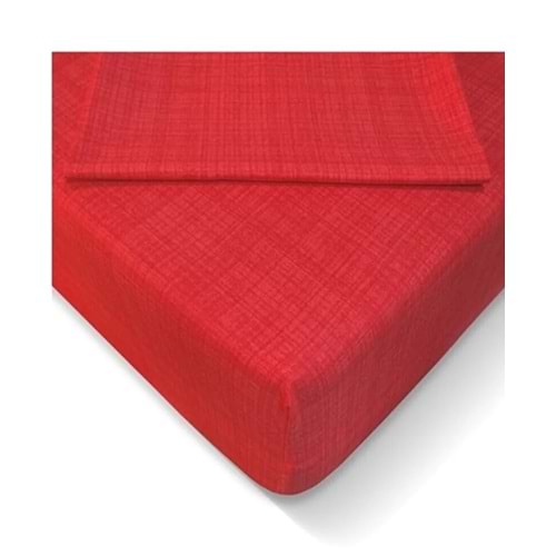 Özlü Fitted Lastikli Tek Kişilik Çarşaf Seti (100x200)-Kırmızı