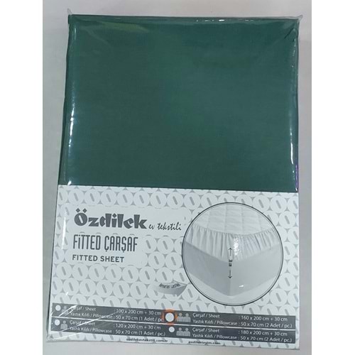 Özdilek Colourist Fitted Lastikli Tek Kişilik Çarşaf Seti (100x200)-Zümrüt Yeşili