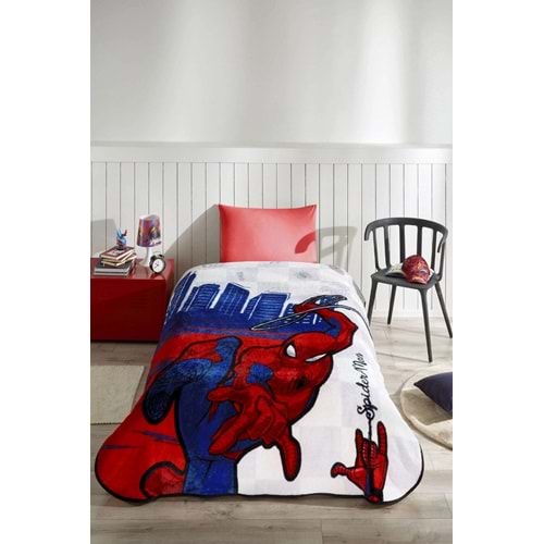 Özdilek Lisanslı Tek Kişilik Çocuk Battaniye (155x215)-Spiderman Blue City Mavi