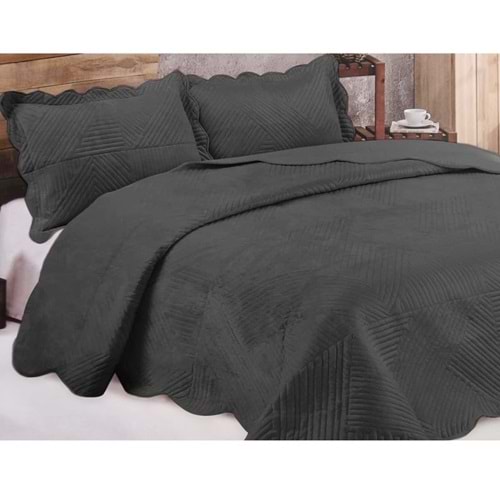 Kristal Microplush Çift Kişilik Yatak Örtüsü (260x240)-Antrasit